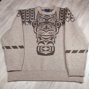 Pendleton Wool Tribal Totem Native American Sweater Mens XXL Beige Brown - Picture 1 of 11