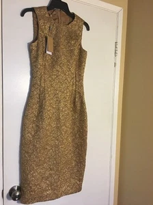 $1995 MICHAEL KORS MADE IN ITALY Jacquard Metallic Sheath Knit Dress 6 - Picture 1 of 8