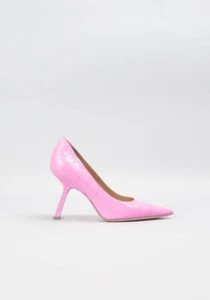 Sebastian Milano Satine 95 rosa geprägte Leder gebogener Stiletto-Absatz-Pump 38/8 - Bild 1 von 9