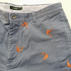J. Crew Seahorse Embroidered Chino Shorts Men's 34 Blue Preppy Casual 9" Inseam - Picture 1 of 10