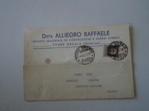 LETTERA PUBBLICITARIA DITTA RAFFAELE ALLIEGRO TESSUTI - TORRE ORSAIA 1939 - Foto 1 di 2