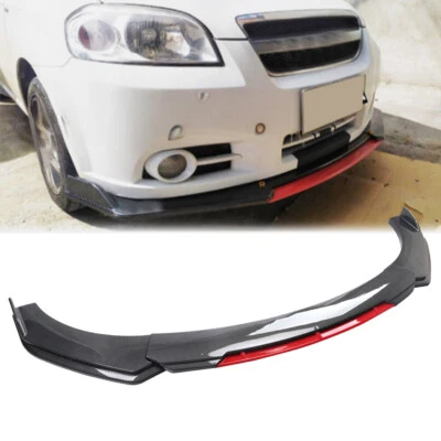 Front Bumper Lip Spoiler Splitter For Chevrolet Aveo 2004-22 Carbon Fiber Style Foto 1 de 4