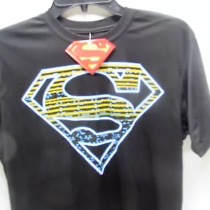 Superman Distressed Logo Shield DC Comics Licensed T-Shirt black size small - Picture 1 of 1