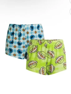 Sesame Street Women's Size 3X 2-Pack Blue & Green Pajama Lounge Shorts - Picture 1 of 6