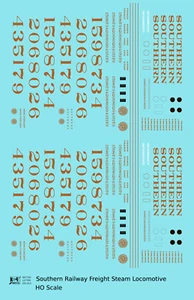 K4 HO Scale Decals Southern Railway Freight Steam Locomotive Gold - Picture 1 of 3