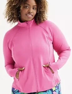 Womens 2X Plus Size Tek Gear Ultrastretch Performance Jacket NWT Pink Pockets - Picture 1 of 11