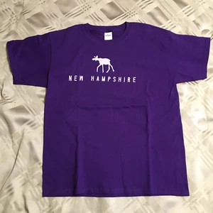 New Dark Purple NEW HAMPSHIRE MOOSE T-Shirt Youth Size L NEW~FREE SHIPPING - Picture 1 of 9