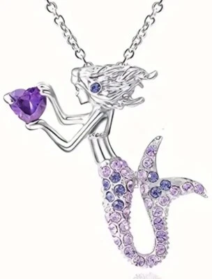 COLGANTE SIRENA CADENA PLATA PÚRPURA UNISEX ADULTO NIÑO NAVIDAD REGALO CUMPLEAÑOS UK Foto 1 de 4