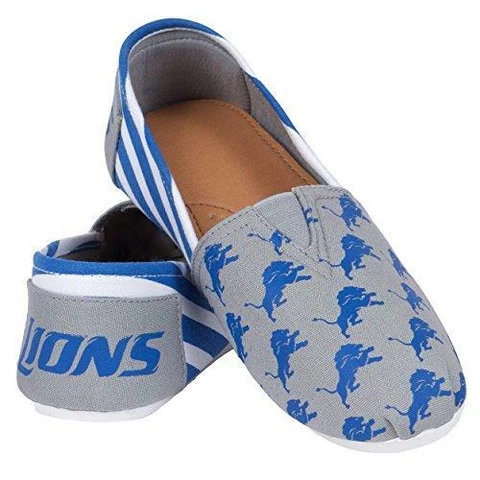 NFL Detroit Lions Women's Canvas Stripe Shoes, X-Large (10), Blue Cover