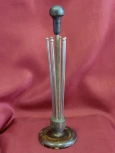 ANTIQUE DECORATIVE WOOD & METAL NAPKINS HOLDER STAND - Picture 1 of 8