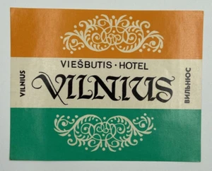 Original Rare Luggage Travel Label / Sticker Viesbutis Hotel Vilnius - Picture 1 of 2
