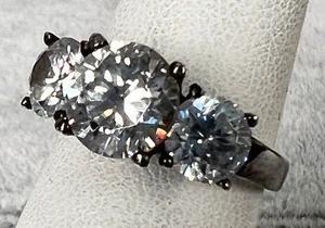 Vintage CZ 3 Steine Sterling Ring - Größe 5,5 - 3,9 g - Bild 1 von 3