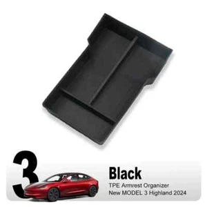 Armrest Console Organizer Tray Storage Box Black for Tesla Model 3 Highland 2024 - Picture 1 of 3