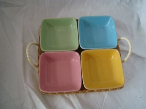 Mid Century 60s J Knabberschalen mit Tablett 5 tlg Pastellfarben  VINTAGE Eames - Bild 1 von 7