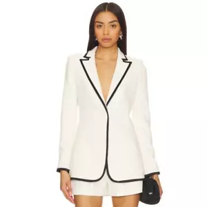 Alice + Olivia Breann taillierter Blazer in Off White/Black Neu mit Etikett Größe 0 - Bild 1 von 3