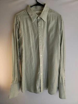 Perry Ellis L/S Button Up Shirt French Cuff White Green Black Check Sz XL Cotton - Image 1 of 4