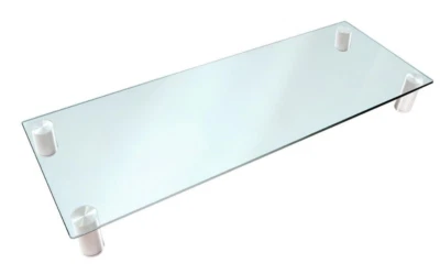 Monitor Riser Glass Stand Base Clear Glass Tabletop - Image 1 of 2