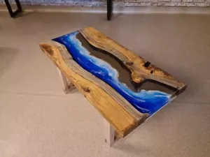 Ocean Blue Design Coffee Table - Handmade Epoxy Resin Coffee Table Furniture - Picture 1 of 12