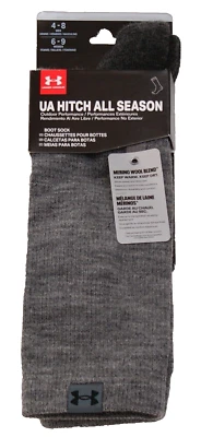 Under Armour Men's  4-8  Gray UA Hitch All Season Boot Socks Crew Wool Blend - Image 1 of 2