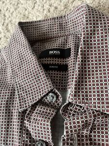 Hugo Boss Mens Geometric Medium Slim Fit Long Sleeve Button Up Shirt