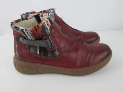 Bota Rieker Puño Tejido Cremallera Botín FELICITAS 84 ROJO Mujer Talla 38 EU/US 7.5 Foto 1 de 4