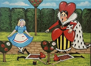 ACEO RYTA Alice In Wonderland Art print of painting illustration Queen of Hearts - Picture 1 of 1