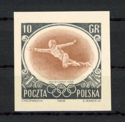 ¡Prueba de los Juegos Olímpicos de Polonia 1956!! ¡RARO!! AUSTRALIA MELBOURNE ESGRIMA m5026 Foto 1 de 2