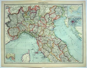 Northern Italy - Original Map c1906 by G. Philip & Son.  Antique - Picture 1 of 3
