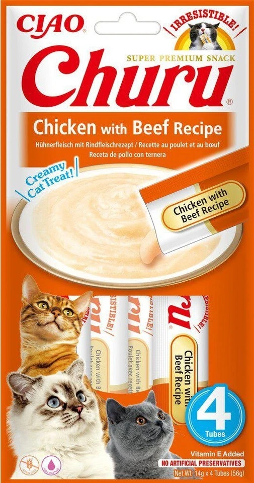 8859387701787 INABA Churu Chicken with Beef Recipe - cat treats - 4x14 g INABA - Image 1 of 1