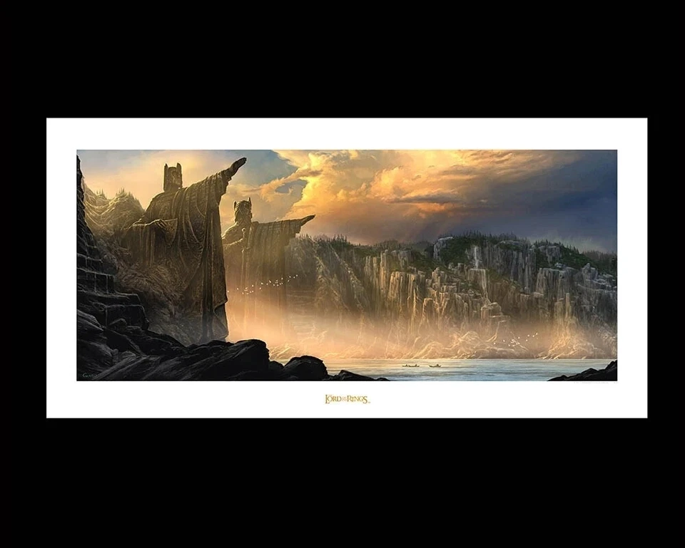 Impresión artística de Weta The Argonath Pillars of the Kings por Gus Hunter 23x11 LOTR Foto 1 de 1