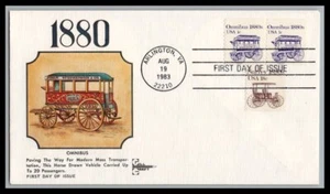 US FDC # 1897. 1c Omnibus 1880'S Gill Pair Transportation 1983, 9p2231 - Picture 1 of 1
