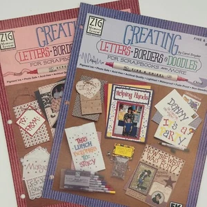 Lot of 2 Booklets Zig Memory System Creating Fine & Chisel, Scroll & Brush - Picture 1 of 9