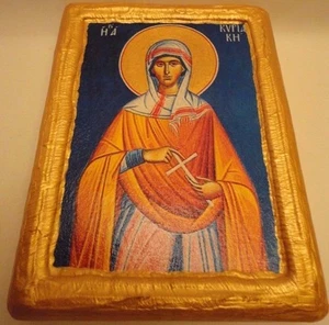 Heilige Kyriaki Cyriake Kyriake Santa Domenica griechisch-orthodoxe Ikone auf Echtholz - Bild 1 von 8