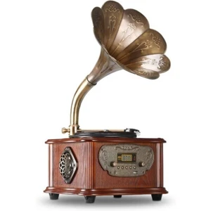 Record Player Retro Turntable Wireless All in One Vintage Phonograph Gramophone - Picture 1 of 9