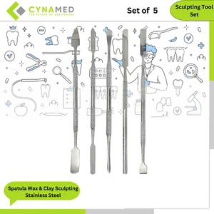 Cynemed Spatula Wax & Clay Sculpting Stainless Steel Tool Set of 5 - Picture 1 of 8