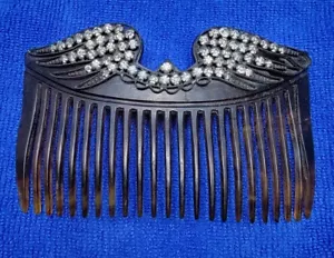 Vintage Strass Celluloid Rhinestone 4.625" Hair Comb - Brown Tortoise Shell. - Picture 1 of 12