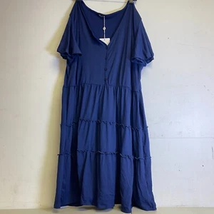 White Mark Short Sleeve Women's Sundress Plus Size 3XL Color Navy Blue *NWT - Picture 1 of 16