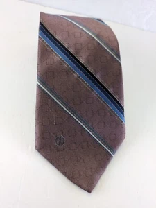 Halston III Poly Silk Neck Tie Mauve Blue Stripe Tone on Tone Pattern Vtg 56" - Picture 1 of 6