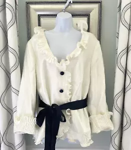 Neu mit Etikett Adrianna Papell Evening - Größe 20W - elfenbeinfarbenes Abendmode-Top mit Rüschen - gefüttert - Bild 1 von 16