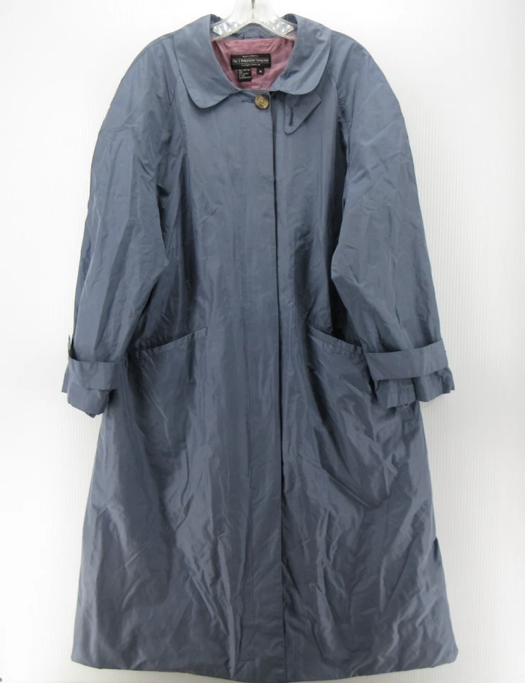 Jaqueta feminina vintage J Peterman Company média azul seda trincheira chuva sobretudo * - Imagem 1 de 4