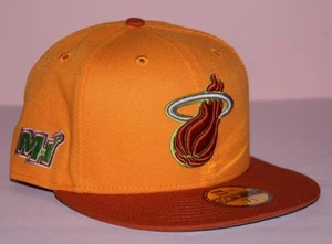 59Fifty New Era Fitted Hat MIAMI HEAT MH Cap NBA GOLD RUST Size 7 3/8 *1W - Picture 1 of 8