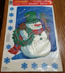 Weihnachten Glow in the Dark Presto Stick Fensterklammer Schneemann groß Vintage - Bild 1 von 1
