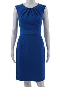 Tahari Womens Back Zip Sleeveless Scoop Neck Sheath Dress Blue Size 2 - Picture 1 of 7