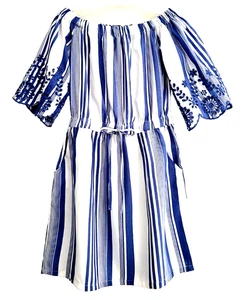 STYLE HOUSE Damen Schulterfreies Kleid GR. S Gestreift Flatter Kurzarm NEU - Bild 1 von 14