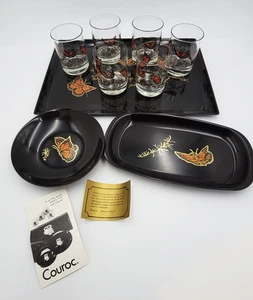 Couroc California Melamine Butterflies Glassware & Serving Trays Set Circa 1960s - Picture 1 of 10
