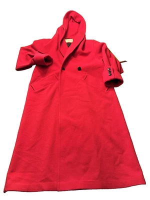 Early 90s International Scene Pure Wool Hooded Padded Shoulder RED Maxi Sz 9/10 - Image 1 of 4