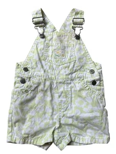 Carter’s Overalls Baby Girl Size 9M Green Floral Shorts Embroidered Cottagecore - Picture 1 of 7