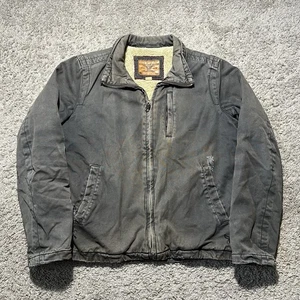 American Eagle Vintage Y2K Sherpa Lined Jacket Faded Black Zip Men L Distressed - Picture 1 of 14