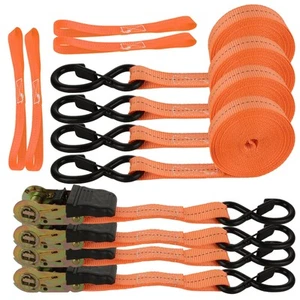 4Pack Ratchet Straps, 20Ft Ratchet Tie Down Straps, 1700 LB Break Strength Ra... - Picture 1 of 7