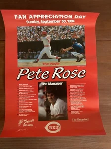 Reds Fan Appreciation Day, Pete Rose 30. September 1984 Poster mit Karriere-Highlights - Bild 1 von 10